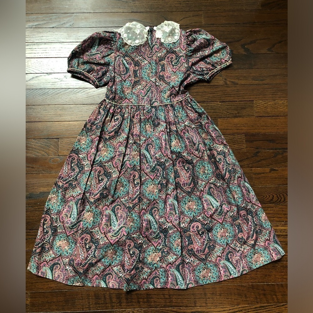 *VGUC* Rare Editions Girls 7 Vintage Purple Paisley Short-Sleeved A-Line Dress - Picture 12 of 15
